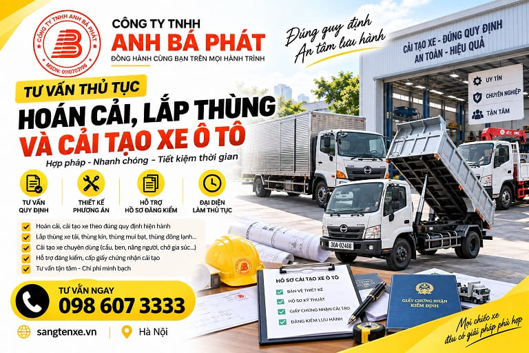 Tư vấn hồ sơ xe bán tải sau khi lắp thùng, cải tạo