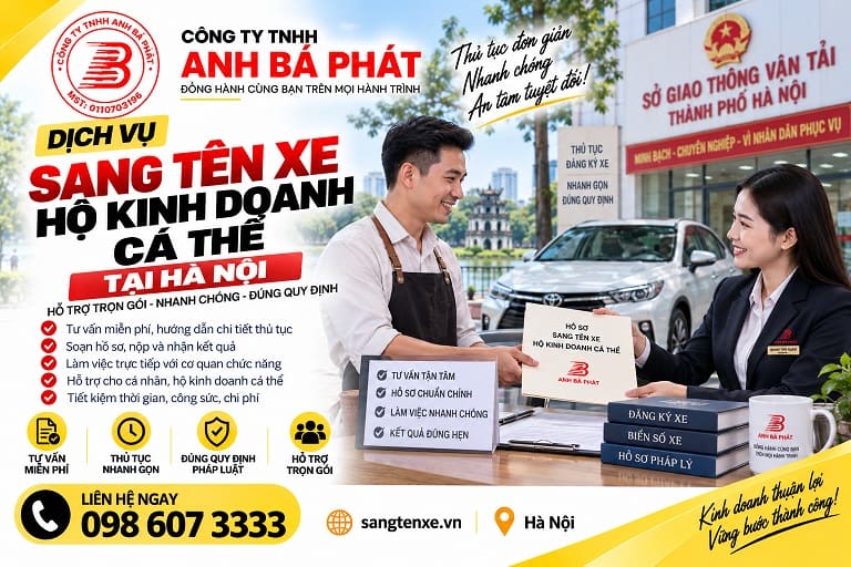 Hỗ trợ sang tên xe công ty, hộ kinh doanh tại Hà Nội